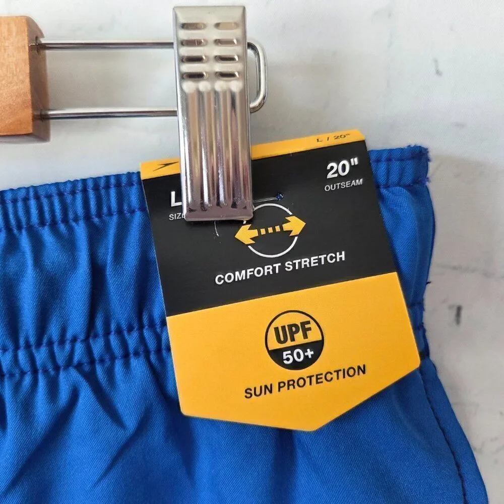 Speedo Mens Swim Trunks Size L Blue Comfort Stretch Brief Liner 20